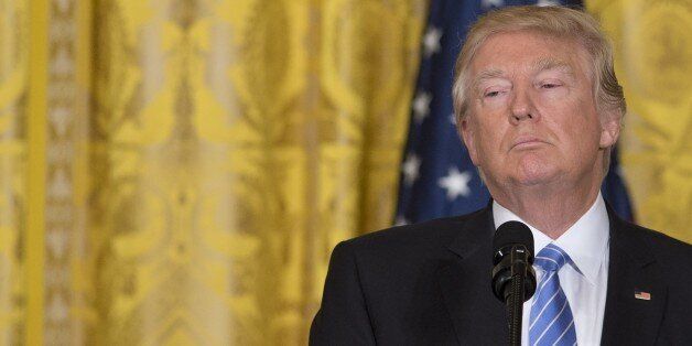 US President Donald Trump speaks during a joint press conference with Israeli Prime Minister Benjamin Netanyahu in the East Room of the White House in Washington, DC, February 15, 2017. / AFP / SAUL LOEB (Photo credit should read SAUL LOEB/AFP/Getty Images)