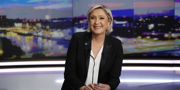 French presidential election candidate for the far-right Front National (FN) party Marine Le Pen poses prior to an interview on the evening news broadcast of French TV channel TF1, on February 22, 2017, in Boulogne-Billancourt, near Paris. / AFP / Patrick KOVARIK (Photo credit should read PATRICK KOVARIK/AFP/Getty Images)
