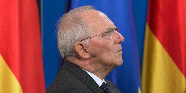 Wolfgang Schaeuble, Germany's finance minister, looks on as the German government's council of economic advisers presents its report at the Chancellery in Berlin, Germany, on Wednesday, Nov. 2, 2016. The European Union's balance of power will shift against its more market-oriented members if the U.K. drops out, the German government's council of economic advisers said, calling for 'constructive negotiations' to keep Britain in the EU despite the Brexit referendum. Photographer: Krisztian Bocsi/Bloomberg via Getty Images
