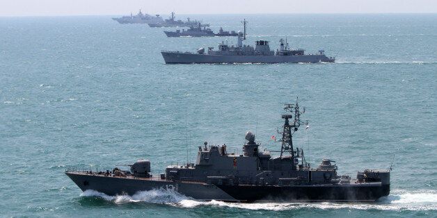 Bulgarian and NATO navi ships take part during Bulgarian-NATO military navy exercise in the Black sea, east of the Bulgarian capital Sofia, Friday, July, 10, 2015. The naval base in Varna hosts naval exercise with international participation Breeze 2015, between July 3 and 12 in the territorial waters of Bulgaria. More than 30 ships and 1700 troops from the navies of Bulgaria, Greece, Romania, Turkey and the USA participate in the exercise. Among the participating vessels there are three frigate