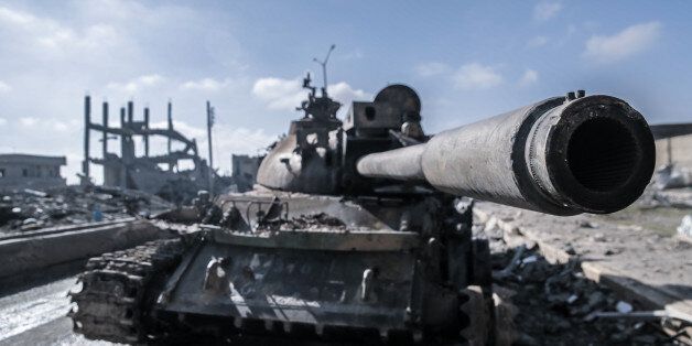 A ISIS destroyed tank in