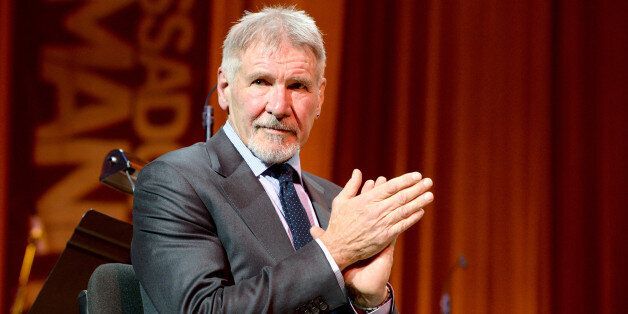 HOLLYWOOD, CA - DECEMBER 08: Actor Harrison Ford speaks onstage during Ambassadors for Humanity Gala Benefiting USC Shoah Foundation at The Ray Dolby Ballroom at Hollywood & Highland Center on December 8, 2016 in Hollywood, California. (Photo by Michael Kovac/Getty Images)