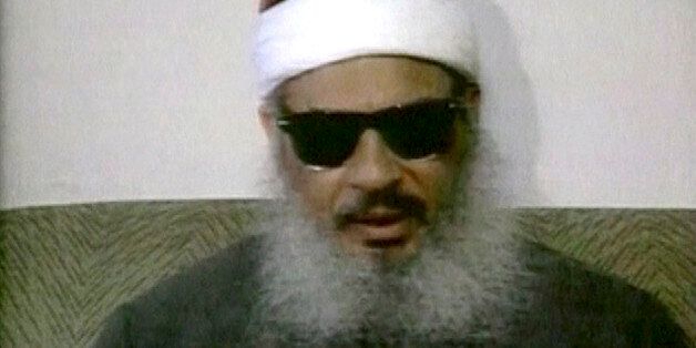 Egyptian Omar Abdel-Rahman speaks during a news conference in this still image taken from February 1993 video footage on January 18, 2013. The Al-Qaeda linked kidnappers who took hundreds of people hostage at a gas plant in Algeria have offered to swap U.S. captives for two militants currently jailed in the United States, according to the Mauritanian news agency, ANI. The kidnappers named Pakistani Aafia Siddiqui and Egyptian Omar Abdel-Rahman as the militants they wish to be freed. REUTERS/Reuters TV/Files (UNITED STATES - Tags: POLITICS CONFLICT)