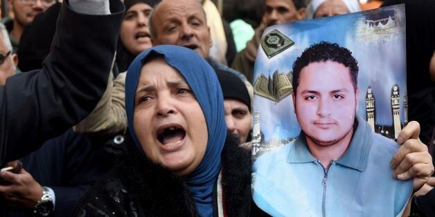 An Egyptian family member of a victim of the Port Said massacre reacts outside the Court of Cassation following the court's ruling in the case in Cairo, on February 20, 2017.An Egyptian court upheld death sentences against 10 people convicted over rioting that claimed 74 lives at a stadium in Port Said in 2012, judicial and security officials said. The riot, the country's deadliest sports-related violence, broke out when fans of home team Al-Masry and Cairo's Al-Ahly clashed after a premier leag
