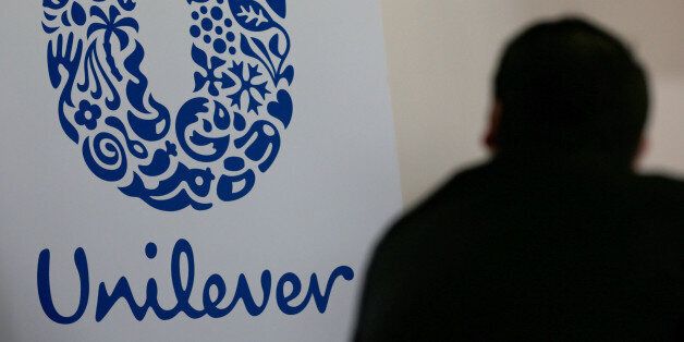 The logo of the Unilever group is seen at the Miko factory in Saint-Dizier, France, May 4, 2016. REUTERS/Philippe Wojazer/File Photo