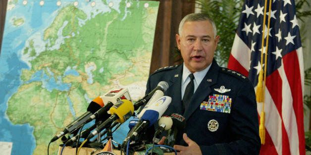 STUTTGART, GERMANY: General Charles F. Wald, vice-commander of the US-troops in Europe, adresses a press conference, 19 August 2004 in the southern town of Stuttgart. He commented on the US decision to withdraw tens of thousands of troops from Germany. AFP PHOTO DDP/MICHAEL LATZ GERMANY OUT (Photo credit should read MICHAEL LATZ/AFP/Getty Images)