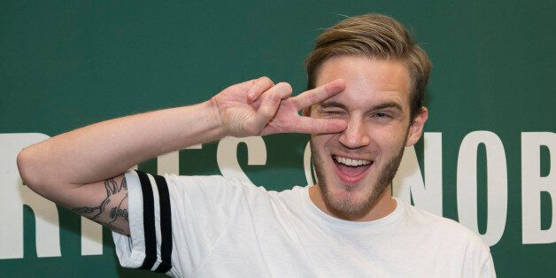 LOS ANGELES, CA - OCTOBER 30: Comedian PewDiePie signs his new book 'This Book Loves You' at Barnes & Noble at The Grove on October 30, 2015 in Los Angeles, California. (Photo by Vincent Sandoval/WireImage)