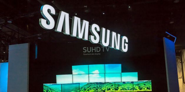 Las Vegas, NV - January 8, 2016: Attendees flock to the Samsung exhibit at the Consumer Electronics Show, the world's largest trade show, convention and exhibition.