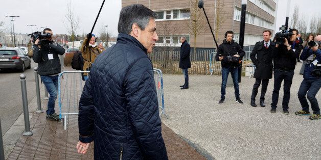 TOURCOING, FRANCE - FEBRUARY 17: French candidate for the right-wing 'Les Republicains'(LR) party Francois Fillon Holds arrives in a social center as he holds a rally party on February 17, 2017 in Tourcoing, France. (Photo by Sylvain Lefevre/Getty Images)