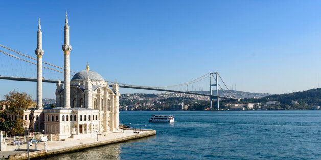 Ortakoy Mosque on the Bosphorus in Istanbul, Turkey