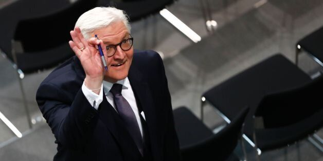 New elected German President Frank-Walter Steinmeier smiles after the presidential election at the Bundesversammlung federal assembly Bundestag (lower house of parliament)on February 12, 2017 in Berlin.Germany's former foreign minister Frank-Walter Steinmeier of the centre-left Social Democrats was elected as the country's ceremonial president in a vote held in the national parliament. / AFP / Odd ANDERSEN (Photo credit should read ODD ANDERSEN/AFP/Getty Images)