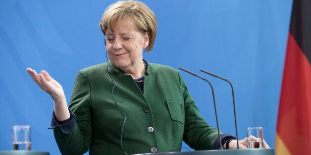 German Chancellor Angela Merkel is pictured during a news conference held with President of Uruguay Tabare Vazquez (not in the picture) at the Chancellery in Berlin, Germany on February 8, 2017. (Photo by Emmanuele Contini/NurPhoto via Getty Images)