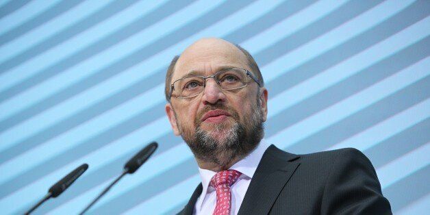 SPD Candidate to the Chancellory and former EU parliament President Martin Schulz speaks during a Press conference after the Party Board meeting in the SPD Headquarters Willy Brandt Haus on January 30, 2017 in Berlin, Germany. (Photo by Omer Messinger/NurPhoto via Getty Images)