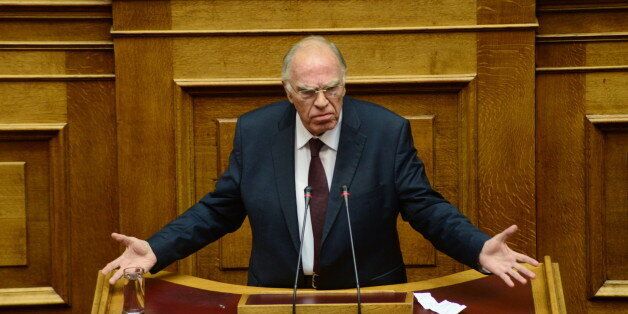 HELLENIC PARLIAMENT, ATHENS, ATTIKI, GREECE - 2016/12/10: Vassilis Leventis, leader of Central Union party during his speech in Hellenic Parliament, concerning the voting of Greece Budget presenting by the government. (Photo by Dimitrios Karvountzis/Pacific Press/LightRocket via Getty Images)