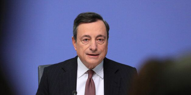 Mario Draghi, president of the European Central Bank (ECB), speaks during a news conference to announce the bank's interest rate decision at the ECB headquarters in Frankfurt, Germany, on Thursday, Jan. 19, 2017. The ECB left its quantitative-easing program unchanged as policy makers wait to see if a pickup in inflation will be sustained. Photographer: Krisztian Bocsi/Bloomberg via Getty Images