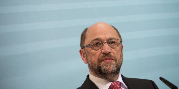 Candidate of the German Social Democrats, SPD, for the upcoming elections and former President of the European Parliament Martin Schulz speaks during a news conference at the party's headquarters in Berlin, Germany, Monday, Jan. 30, 2017. SPD is backing Schulz to lead their campaign to unseat Chancellor Angela Merkel in the elections. (Photo/Zacharie Scheurer) (Photo by Zacharie Scheurer/NurPhoto via Getty Images)