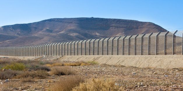The new border fence between Israel (Negev Desert) and Egypt (Sinai Desert)