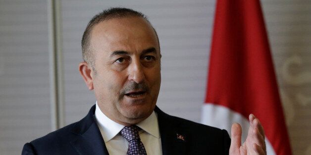 Turkish Foreign Minister Mevlut Cavusoglu gives a speech to the media at the foreign ministry building (SRE) in Mexico City, Mexico February 3, 2017. REUTERS/Henry Romero