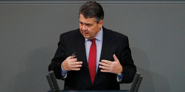 Economy Minister Sigmar Gabriel addresses the lower house of parliament Bundestag in Berlin, Germany, January 26, 2017. REUTERS/Fabrizio Bensch