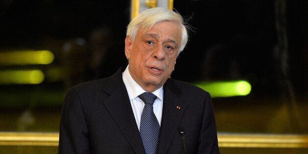 PARIS, FRANCE - DECEMBER 12: Greek President Prokopis Pavlopoulos addresses the press after a meeting with French President Francois Hollande at Elysee Palace on December 12, 2016 in Paris, France. During the meeting the Presidents talked about the migrant situation in Greece and about the Greek debt. (Photo by Aurelien Meunier/Getty Images)