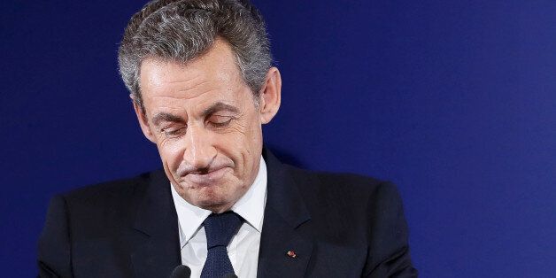 Nicolas Sarkozy, former French president and candidate for the French conservative presidential primary, reacts after the results in the first round of the French center-right presidential primary election at his headquarters in Paris, France, November 20, 2016. REUTERS/Ian Langsdon/Pool TPX IMAGES OF THE DAY