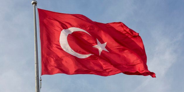 Turkish flag on sky background