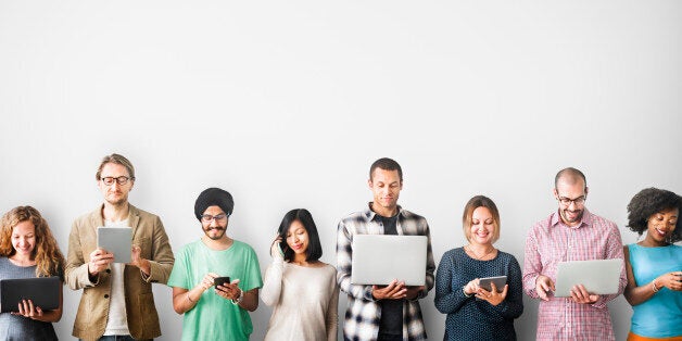 Group of People Connection Digital Device Concept