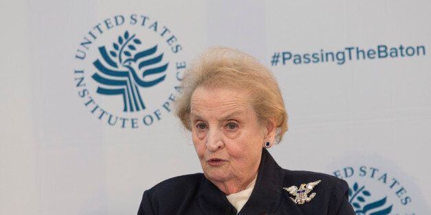 Madeleine Albright, Chair, Albright Stonebridge Group participates in a conference on the transition of the US Presidency from Obama to Trump at the US Institute Of Peace in Washington DC, January 10, 2017. / AFP / CHRIS KLEPONIS (Photo credit should read CHRIS KLEPONIS/AFP/Getty Images)