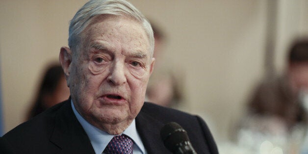 George Soros, billionaire and founder of Soros Fund Management LLC, speaks during a Bloomberg Television interview at the World Economic Forum (WEF) in Davos, Switzerland, on Thursday, Jan. 19, 2017. World leaders, influential executives, bankers and policy makers attend the 47th annual meeting of the World Economic Forum in Davos from Jan. 17 - 20. Photographer: Jason Alden/Bloomberg via Getty Images