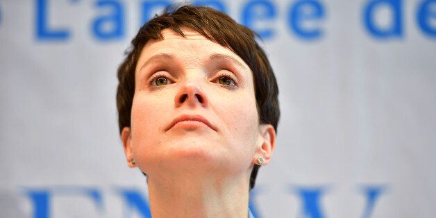KOBLENZ AM RHEIN, GERMANY - JANUARY 21: Frauke Petry, leader of the Alternative fuer Deutschland (AfD) political party, speaks to the media during a conference of European right-wing parties on January 21, 2017 in Koblenz, Germany. In an event hosted by the Europe of Nations and Freedom political group of the European Parliament, leading members of the Front National of France, the Alternative for Germany (AfD), the Lega Nord of Italy, the Austria Freedom Party and the PVV party of the Netherl