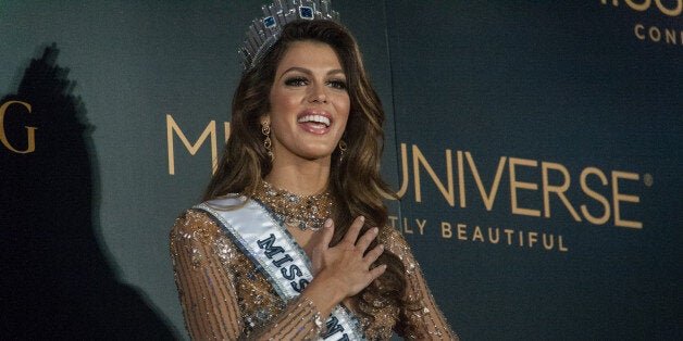 PASAY, METRO MANILA, PHILIPPINES - 2017/01/30: Miss France, Iris Mittenaere, the new Miss Universe during her first press conference at the Miss Universe Media center in Pasay City. (Photo by J Gerard Seguia/Pacific Press/LightRocket via Getty Images)