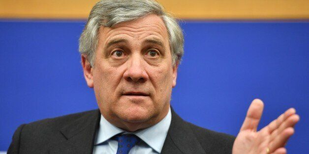 STRASBOURG, FRANCE - JANUARY 17 : Italian conservative Antonio Tajani holds a press conference after being elected as new president of European Parliament in Strasbourg, France, on January 17, 2017. The European Parliament (AP) has elected Italian politician Antonio Tajani as its new president to replace German Social Democratic politician Martin Schulz. Tajani was elected in the fourth round of voting as three rounds saw no absolute majority of votes. He won 351 votes against 282 for Gianni Pittella in the fourth round. (Photo by Mustafa Yalcin/Anadolu Agency/Getty Images)