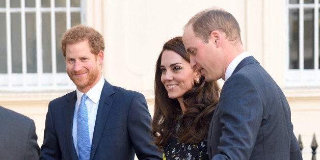 LONDON, ENGLAND - JANUARY 17: Prince Harry, Catherine, Duchess of Cambridge and Prince William, Duke of Cambridge arrive for a briefing to announce plans for Heads Together ahead of the 2017 Virgin Money London Marathon at ICA on January 17, 2017 in London, England. Heads Together, Charity of the Year 2017, is led by The Duke & Duchess of Cambridge and Prince Harry in partnership with leading mental health charities. (Photo by Karwai Tang/WireImage)