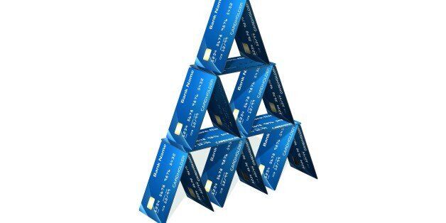 Credit card pyramid isolated on white