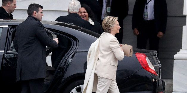 Hillary Clinton, former U.S. Secretary of State, arrives for the 58th presidential inauguration in Washington, D.C., U.S., on Friday, Jan. 20, 2017. Donald Trump will become the 45th president of the United States today, in a celebration of American unity for a country that is anything but unified. Photographer: Rob Carr/Pool via Bloomberg