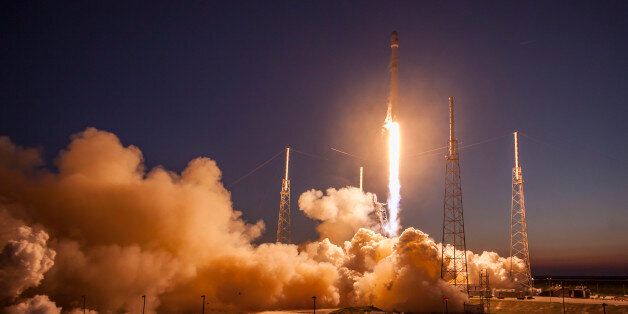 CAPE CANAVERAL, FL - MARCH 4: In this handout provided by the National Aeronautics and Space Administration (NASA), SpaceX's Falcon 9 rocket makes a successful launch with the SES-9 communications satellite on March 4, 2016 in Cape Canaveral, Florida. (Photo by NASA via Getty Images)