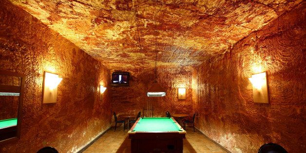 COOBER PEDY, AUSTRALIA - OCTOBER 22: The pool room in the underground bar in the Desert Cave Hotel is seen on October 22, 2015 in Coober Pedy, Australia. (Photo by Mark Kolbe/Getty Images)