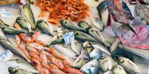 Fresh fish and seafood at the Vucciria market in Palermo, Sicily