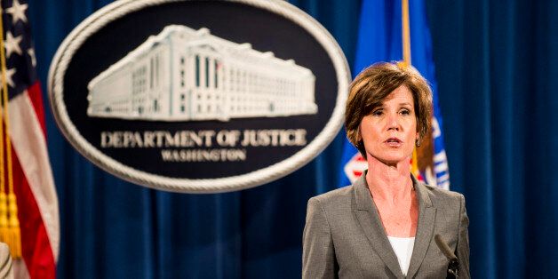 WASHINGTON, DC - JUNE 28: Deputy Attorney General Sally Q. Yates speaks during a press conference at the Department of Justice on June 28, 2016 in Washington, DC. Volkswagen has agreed to nearly $15 billion in a settlement over emissions cheating on its diesel vehicles. (Photo by Pete Marovich/Getty Images)