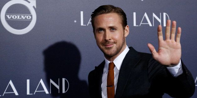 Cast member Ryan Gosling waves at the premiere of