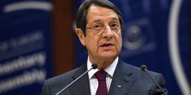 Cyprus' president Nicos Anastasiades delivers a speech to the Parliamentary Assembly of the Council of Europe, in Strasbourg, eastern France, on January 24, 2017. / AFP / FREDERICK FLORIN (Photo credit should read FREDERICK FLORIN/AFP/Getty Images)