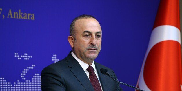 ANKARA, TURKEY - JANUARY 14: Turkish Foreign Minister Mevlut Cavusoglu hold a press conference during the 9th Ambassadors Conference in Ankara, Turkey on January 14, 2017. (Photo by Okan Ozer/Anadolu Agency/Getty Images)