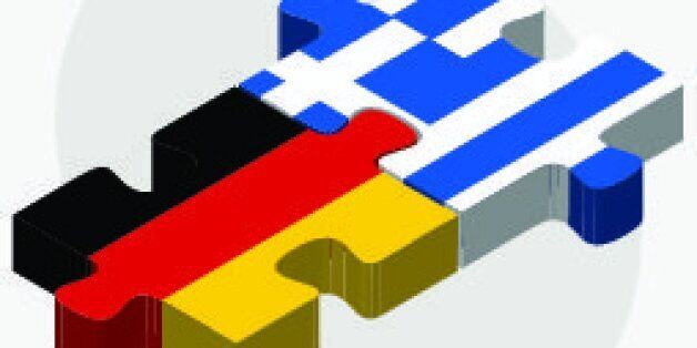 Vector Image - Germany and Greece Flags in puzzle isolated on white background