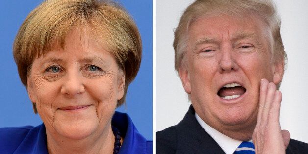 (COMBO) This combination of file photos created on January 16, 2017 shows US President-elect Donald Trump (R, November 19, 2016 in Bedminster, New Jersey) and German Chancellor Angela Merkel (July 28, 2016 in Berlin).Chancellor Angela Merkel made a 'catastrophic mistake' in letting migrants flood into Germany, US President-elect Donald Trump said in a newspaper interview on January 15, 2017. / AFP / Don EMMERT AND Tobias SCHWARZ (Photo credit should read DON EMMERT,TOBIAS SCHWARZ/AFP/Getty Images)