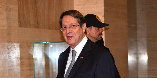 GENEVA, SWITZERLAND - JANUARY 12: Greek Cypriot leader Nicos Anastasiades arrives to attend the fourth day of Cyprus talks at United Nations Office in Geneva, Switzerland on January 12, 2017. Turkish Cypriot leader Mustafa Akinci and Greek Cypriot leader Nicos Anastasiades met for several days of closed-door meetings in Switzerland under the auspices of the UNs Cyprus envoy, Espen Barth Eide. (Photo by Mustafa Yalcin/Anadolu Agency/Getty Images)