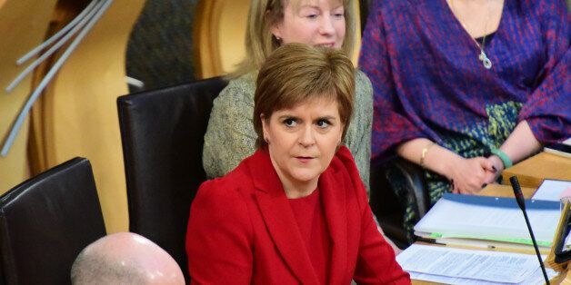 EDINBURGH, UNITED KINGDOM - JANUARY 12: Nicola Sturgeon at First Minister's Questions in the Scottish Parliament, January 12, 2017 : (Photo by Ken Jack/Corbis via Getty Images)
