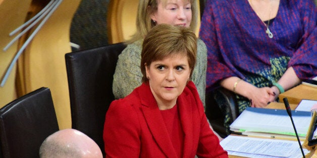 EDINBURGH, UNITED KINGDOM - JANUARY 12: Nicola Sturgeon at First Minister's Questions in the Scottish Parliament, January 12, 2017 : (Photo by Ken Jack/Corbis via Getty Images)