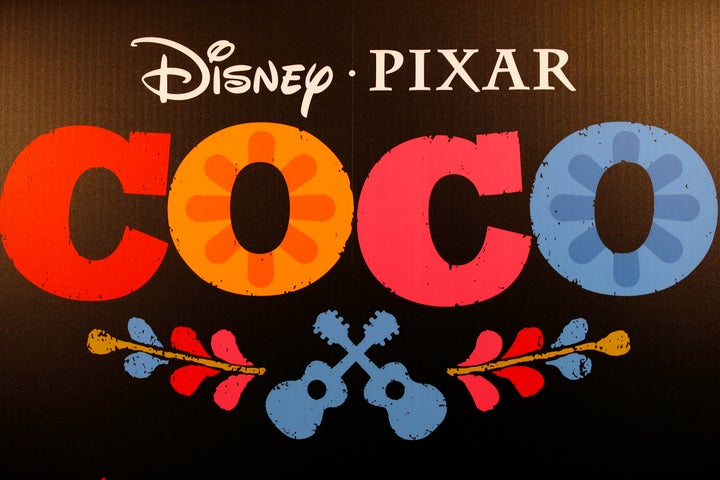 The visual logo at the premiere of Disney Pixar's 'Coco' at Le Grand Rex in Paris, Tuesday Nov. 14 2017.