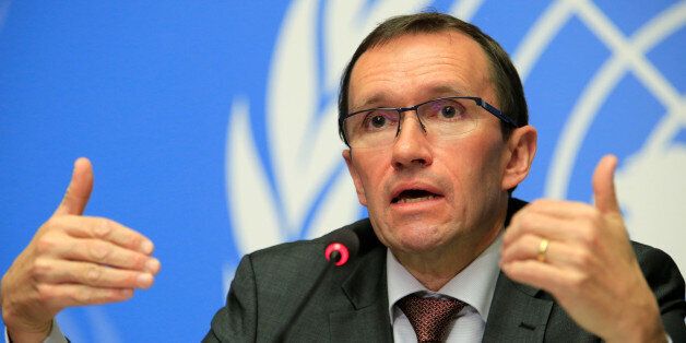 U.N. Special Advisor on Cyprus Espen Barth Eide speaks during a news conference in Geneva, Switzerland January 13, 2017. REUTERS/Pierre Albouy