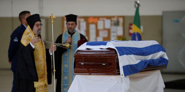 Handout picture of the funeral in honour of the late Greek Ambassador, Kyriakos Amiridis, before his body is repatriated to Greece, in Rio de Janeiro, Brazil, January 10, 2017. REUTERS/Tania Rego/Agencia Brasil/Handout via Reuters ATTENTION EDITORS - THIS IMAGE WAS PROVIDED BY A THIRD PARTY. EDITORIAL USE ONLY.